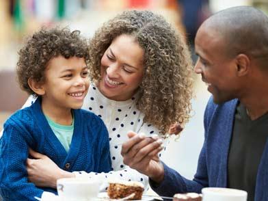 Family eating at outdoor restaurant